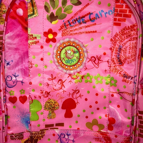 Kids hot pink I love carrots Oilily backpack - Picture 2 of 8